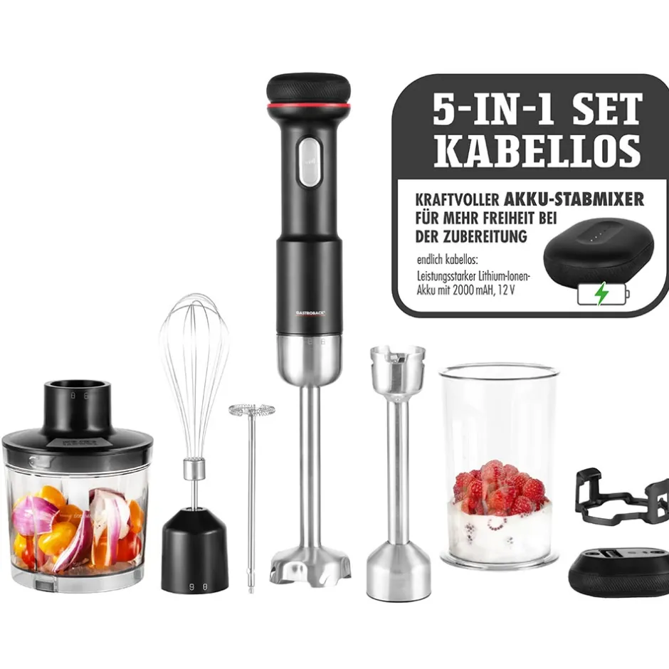 GASTROBACK Kabelloser Design Stabmixer Set 5 in 1 Outlet